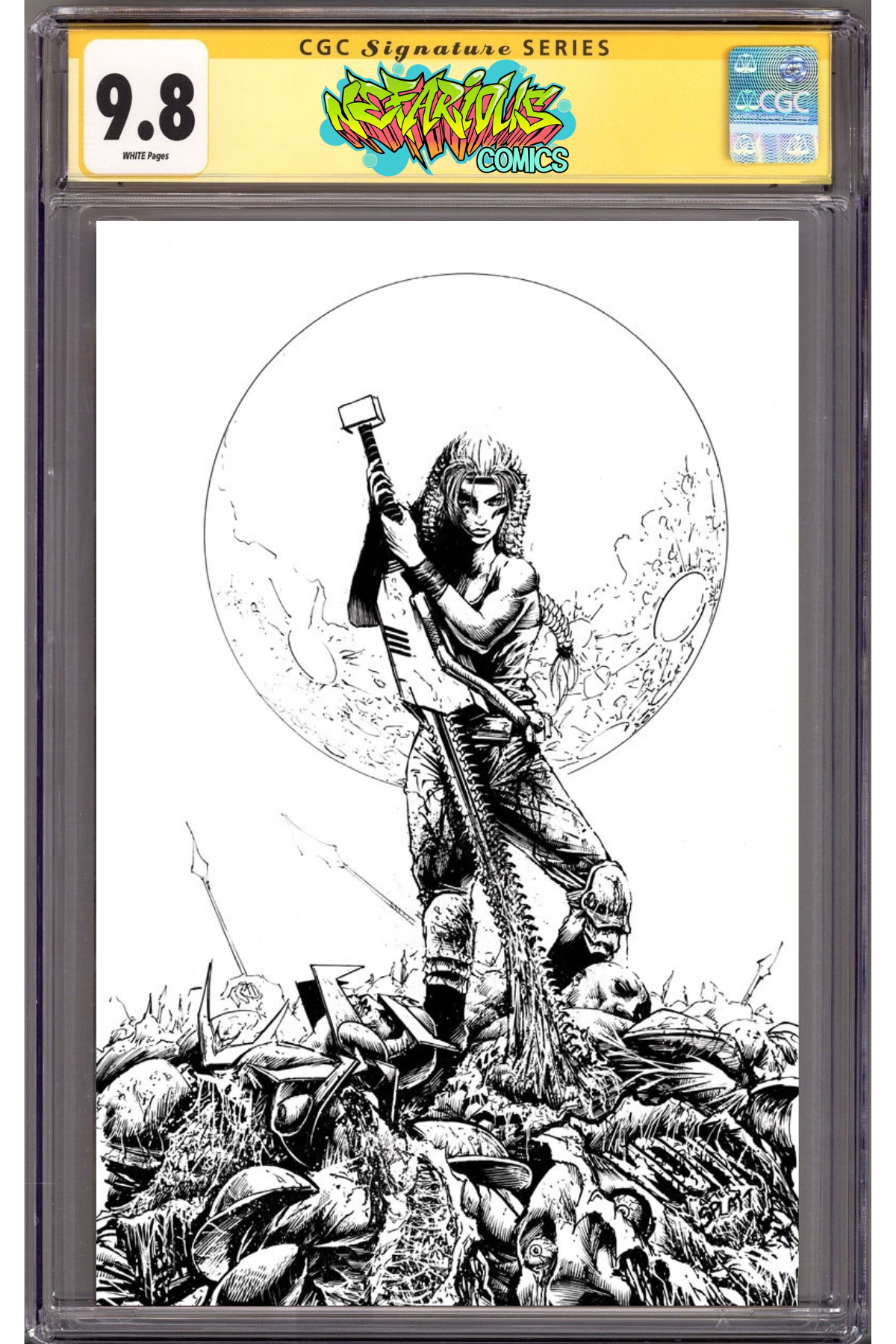 Chainkata #1 Nefarious Comics/CaptCan Comics/Leaps Lair Exclusive Virgin Sketch Black and White Cover C- Signed and remarked by cover artist Jeff Monk - CGC 9.8 (Pre-Order)