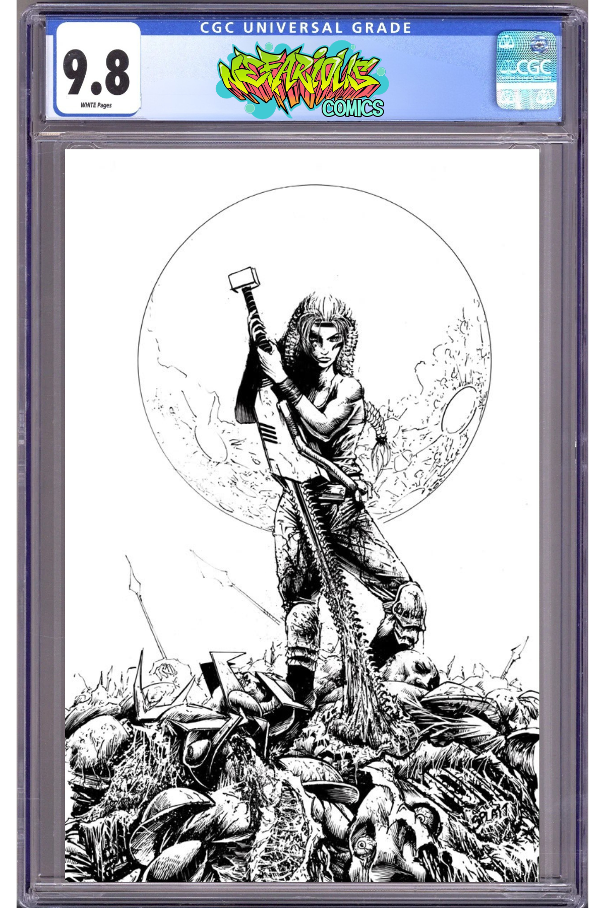 Chainkata #1 Nefarious Comics/CaptCan Comics/Leaps Lair Exclusive Virgin Sketch Black and White Cover C- cover artist Jeff Monk - CGC 9.8 (Pre-Order)