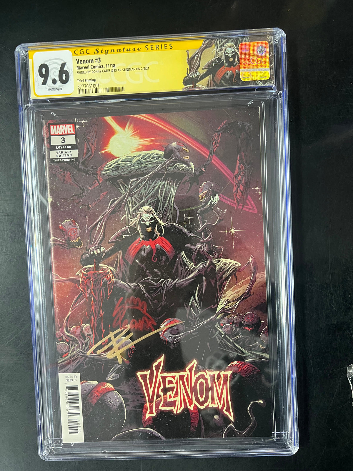 Venom #3 (3rd Printing) CGC 9.6 Signed by Donny Cates and Ryan Stegman