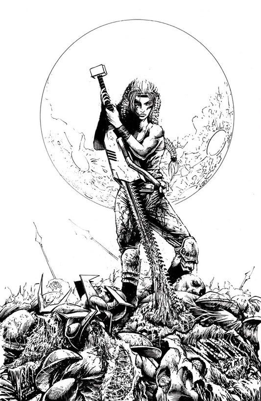 Chainkata #1 Nefarious Comics/CaptCan Comics/Leaps Lair Exclusive Virgin Sketch Black and White Cover C- Signed and remarked by cover artist Jeff Monk (Pre-Order)